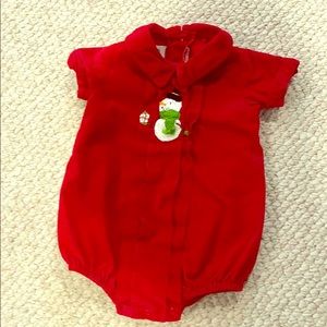 Boys Christmas one piece with snowman size 9 M